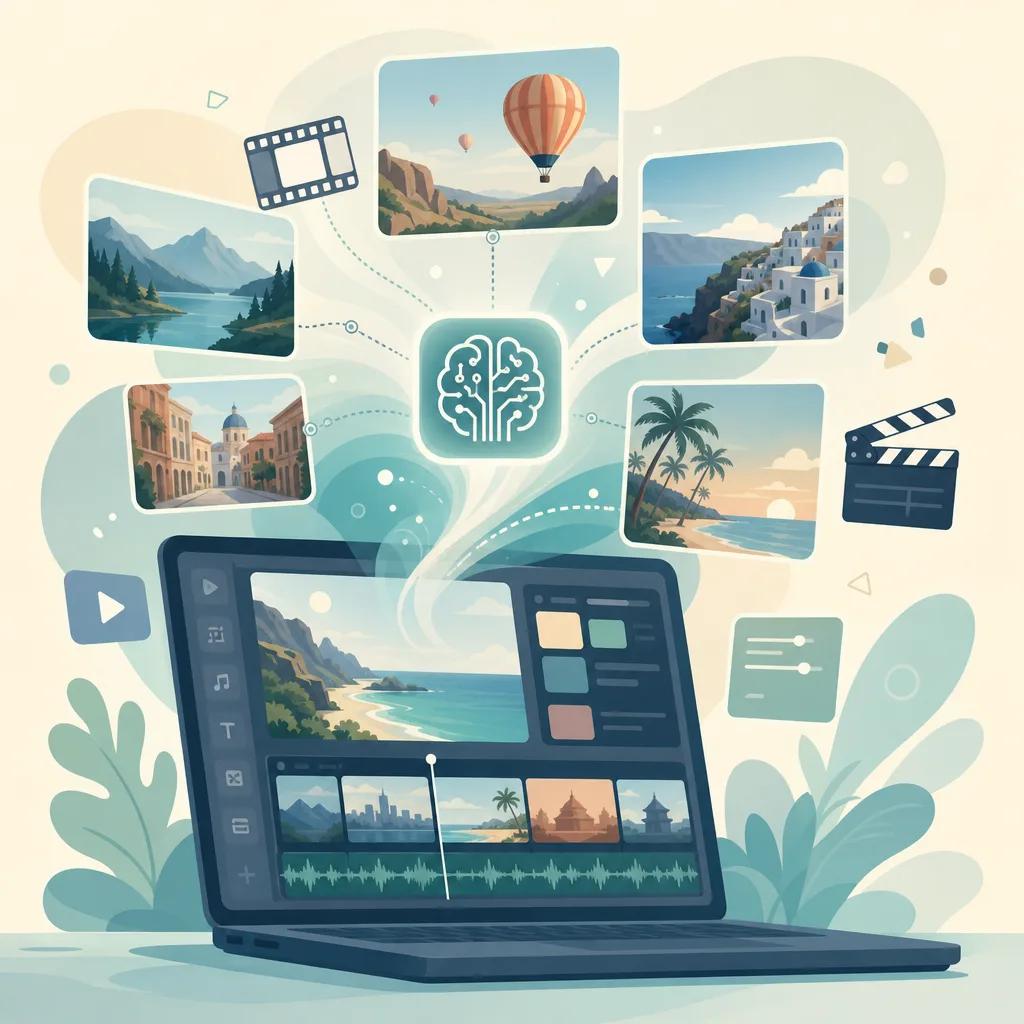 Illustration related to ai tools for travel video creation