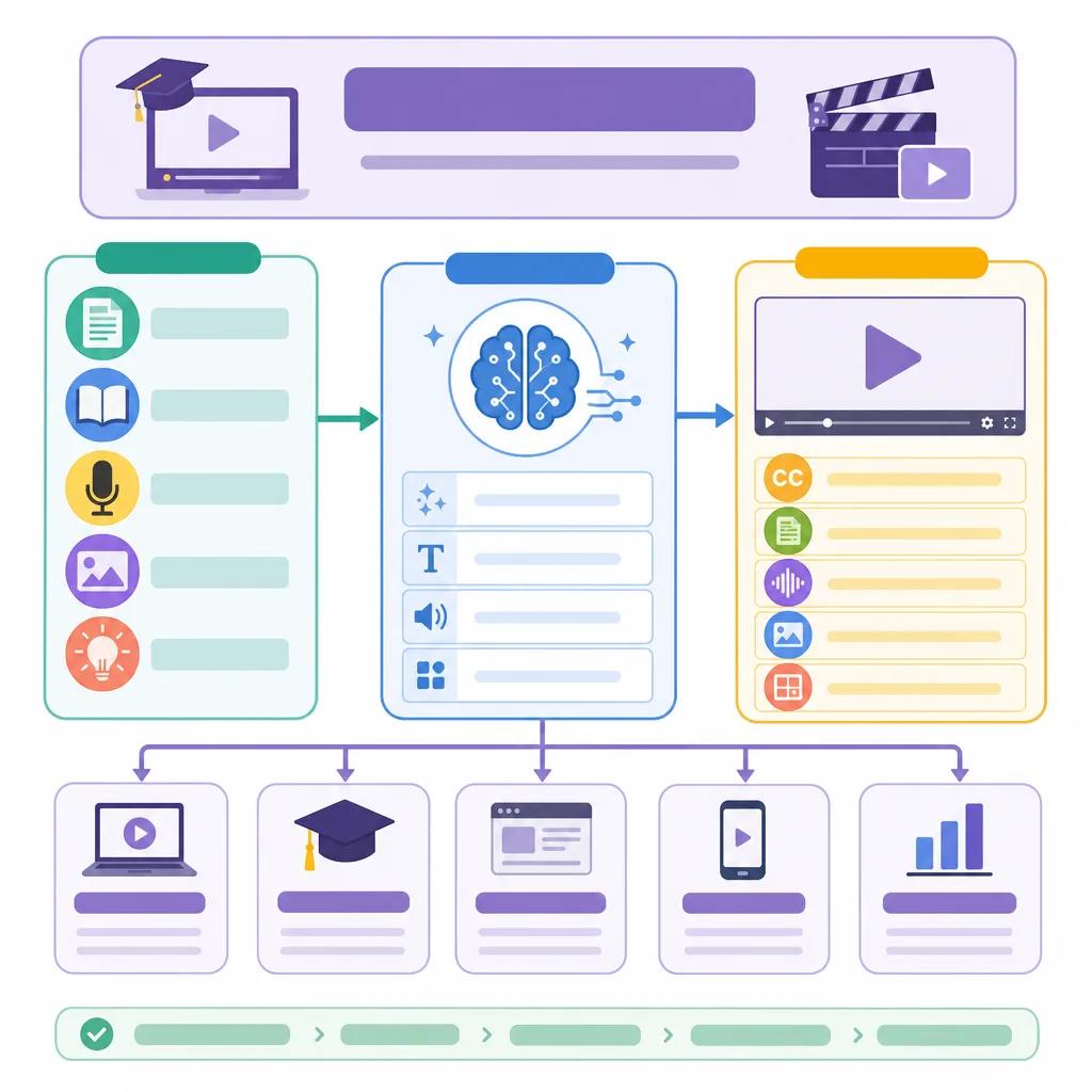Diagram explaining ai video content for online course creators