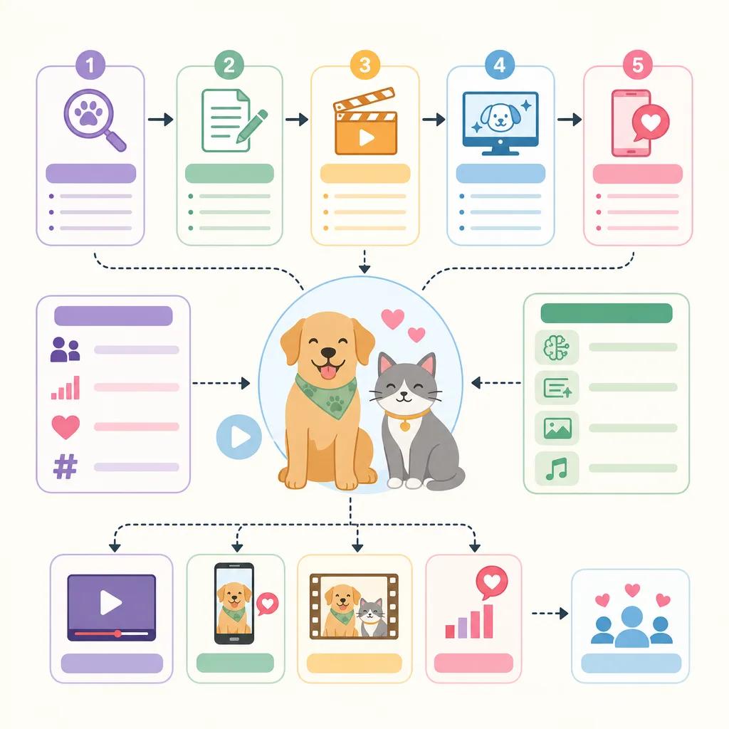 Diagram explaining ai video content for pet influencers