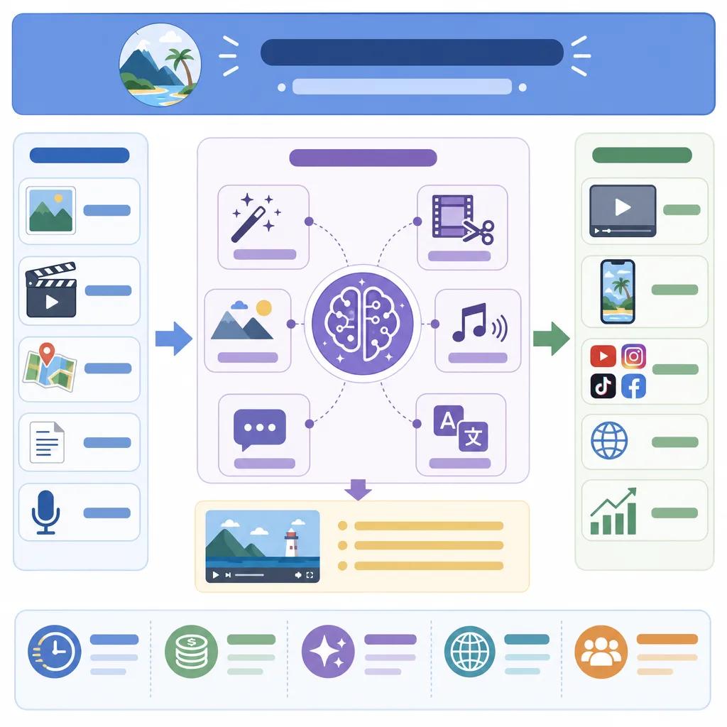 Diagram explaining ai video solutions for travel content