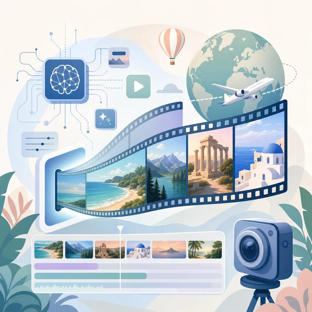 Illustration related to ai video solutions for travel content