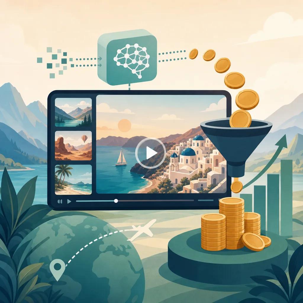 Illustration related to monetizing ai video content for travel