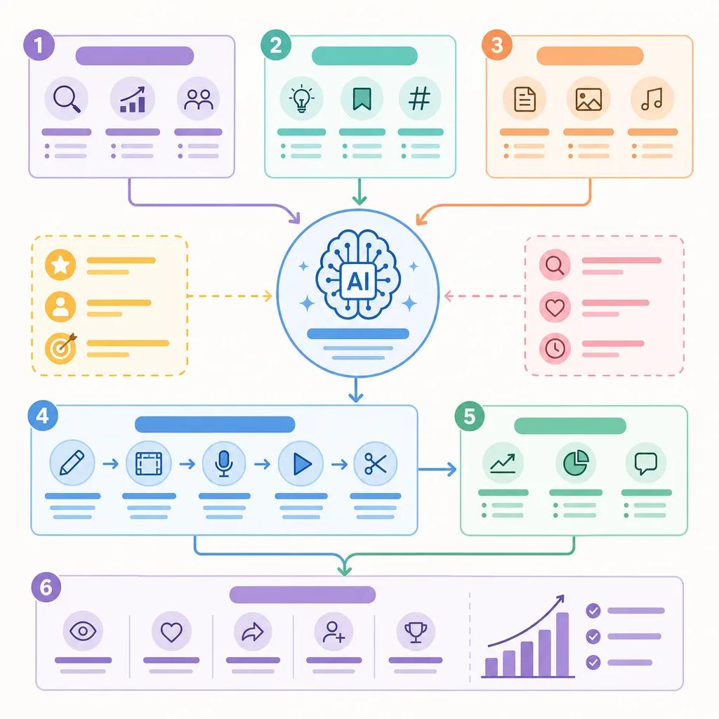 Diagram explaining tiktok content creation strategies with ai