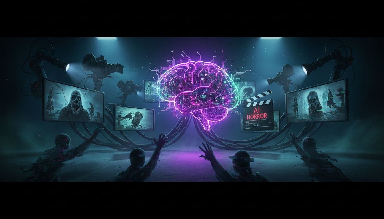 Final touches being added to AI horror short film before exporting.