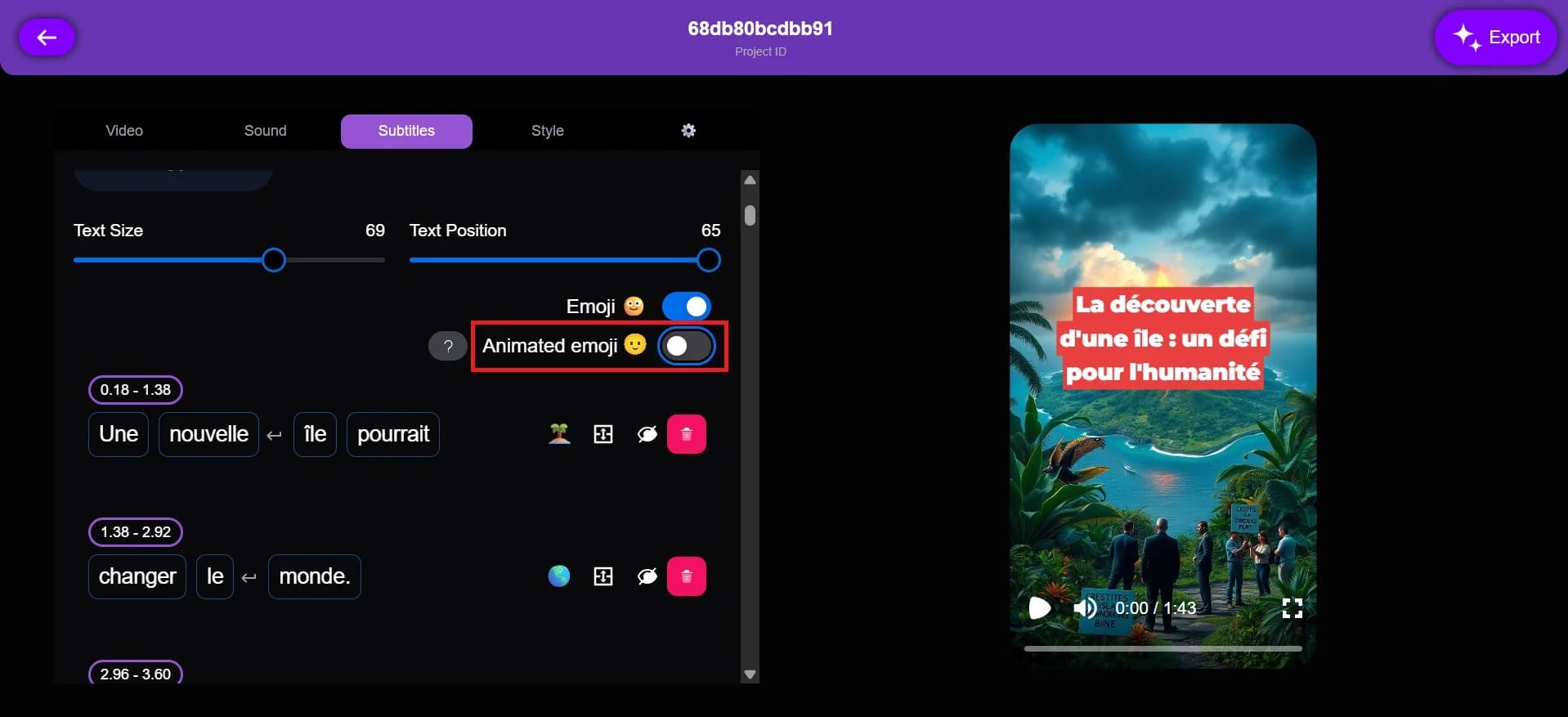 Activate the animated emojis feature in your project settings.