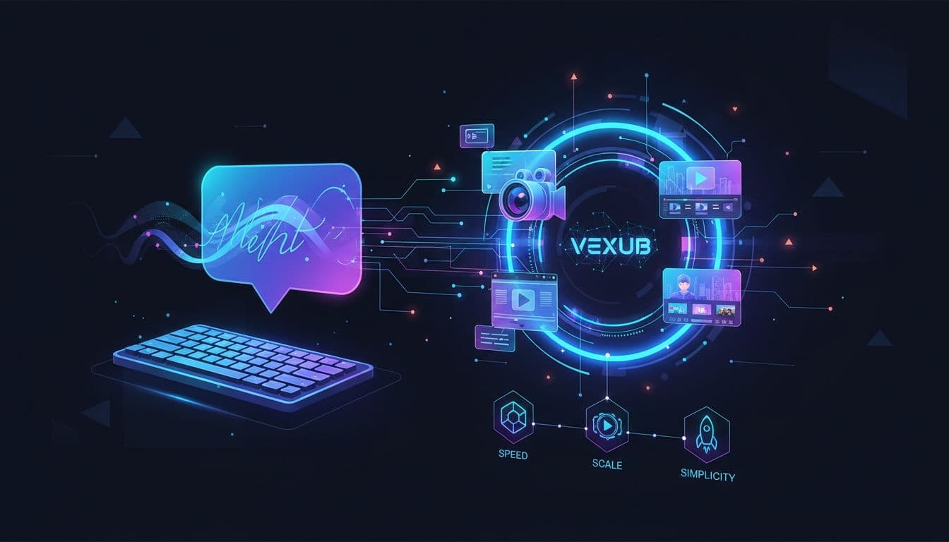 Guide illustration for the text-to-video process in Vexub.