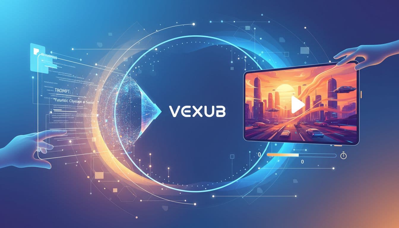 Visual overview of the text-to-video generation workflow with Vexub.