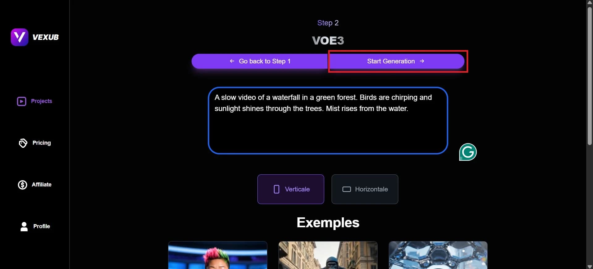 Adding content to a VEO3 video project in Vexub