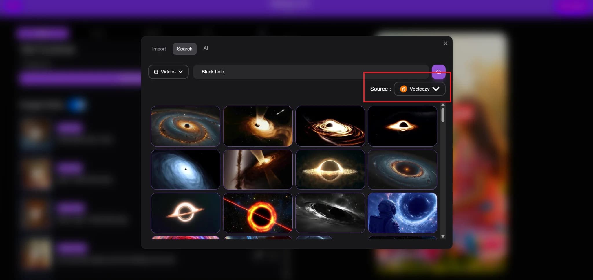 User refining search in Vexub with filters and categories