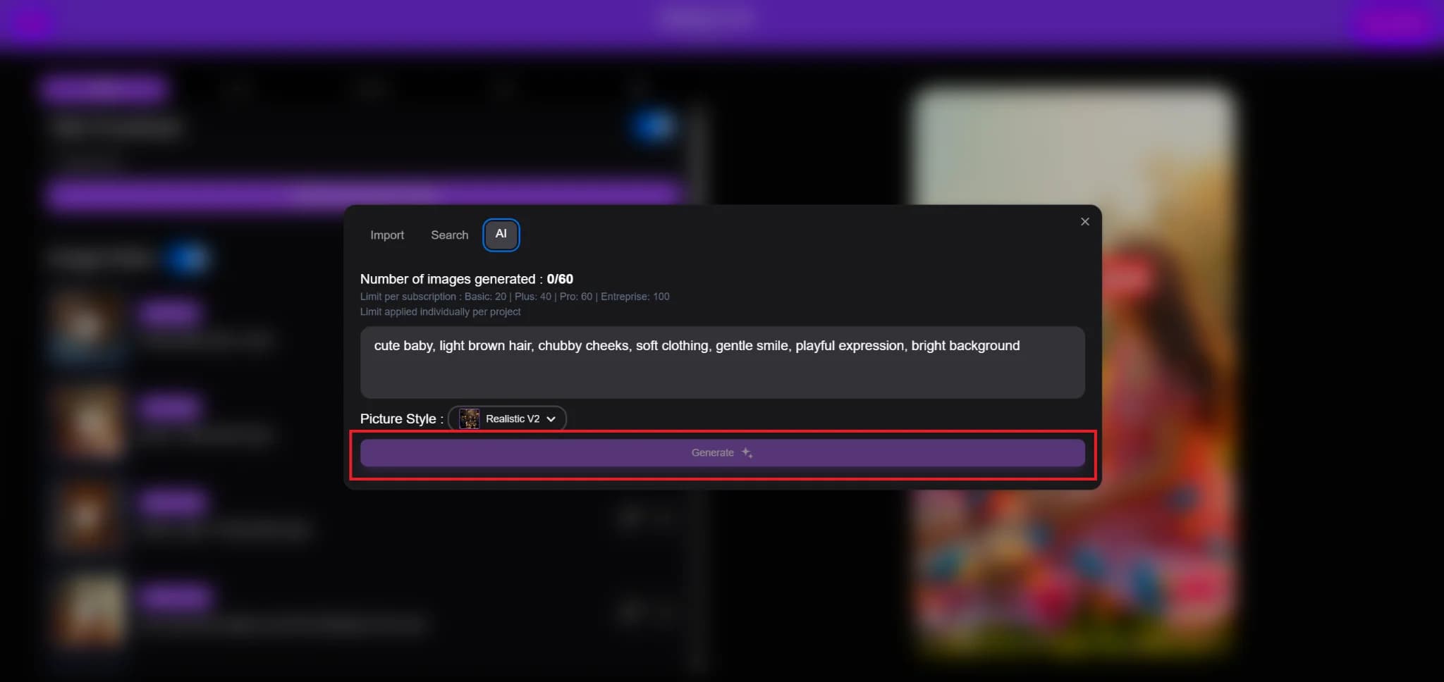AI-generated assets displayed in Vexub's interface