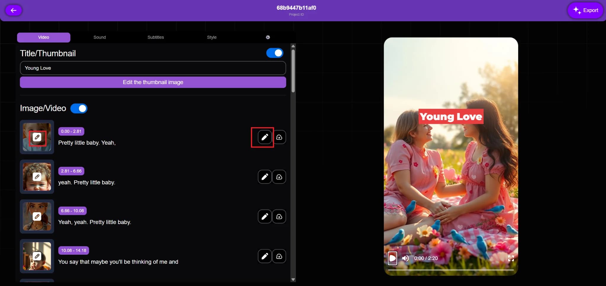 User selecting an asset from the library in Vexub