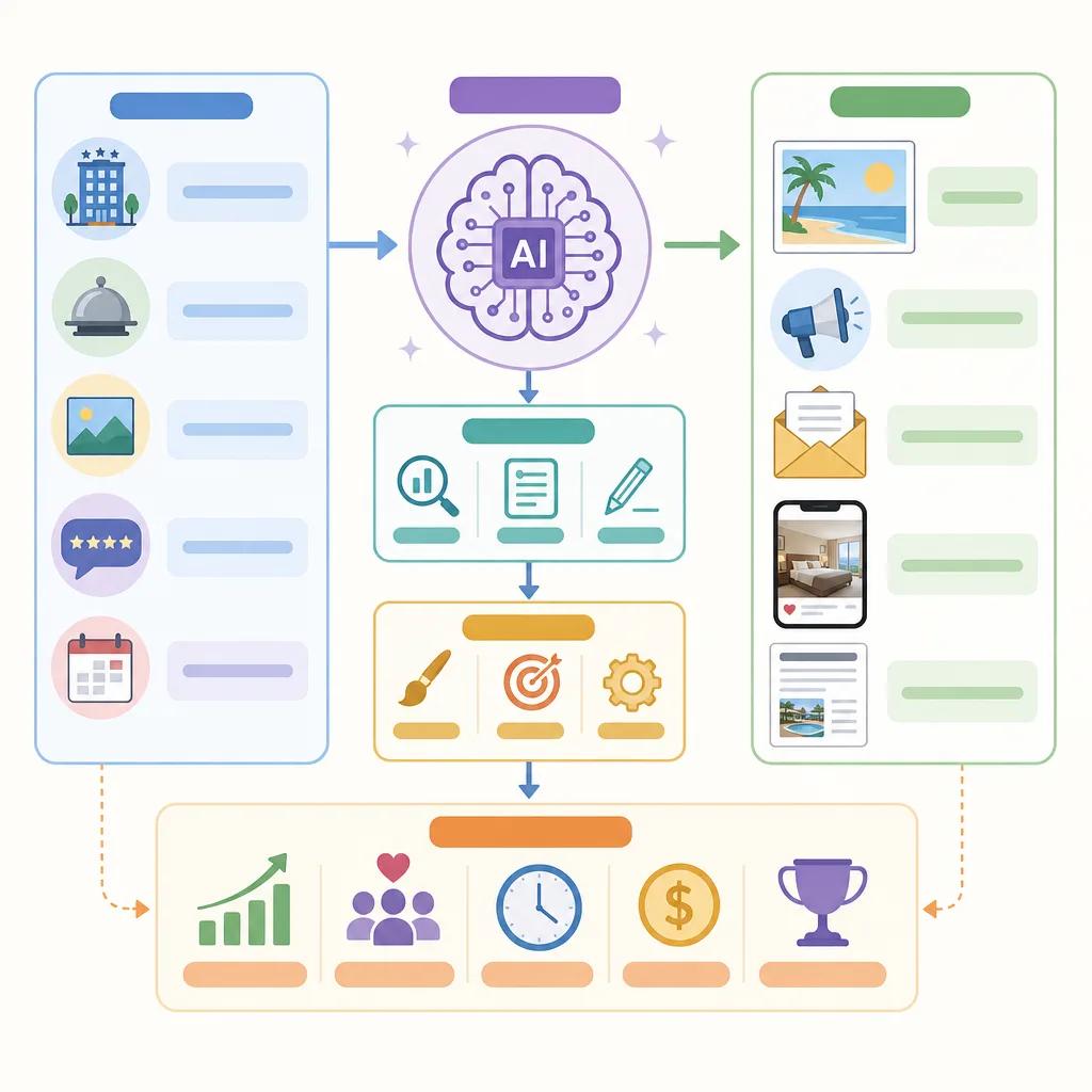 Diagram explaining ai content creation for hospitality industry