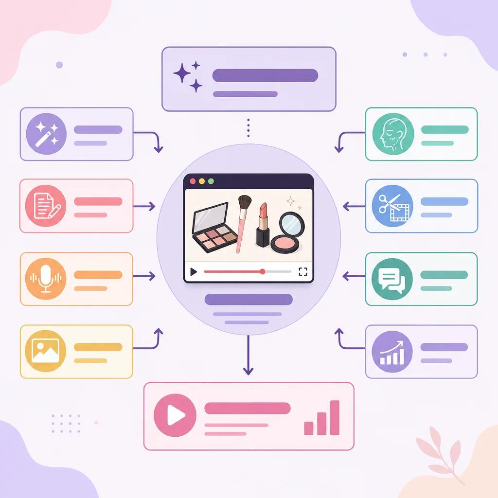 Diagram explaining ai tools for beauty tutorial videos