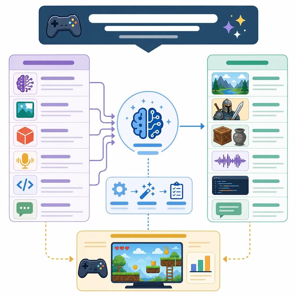 Diagram explaining ai tools for gaming content creation