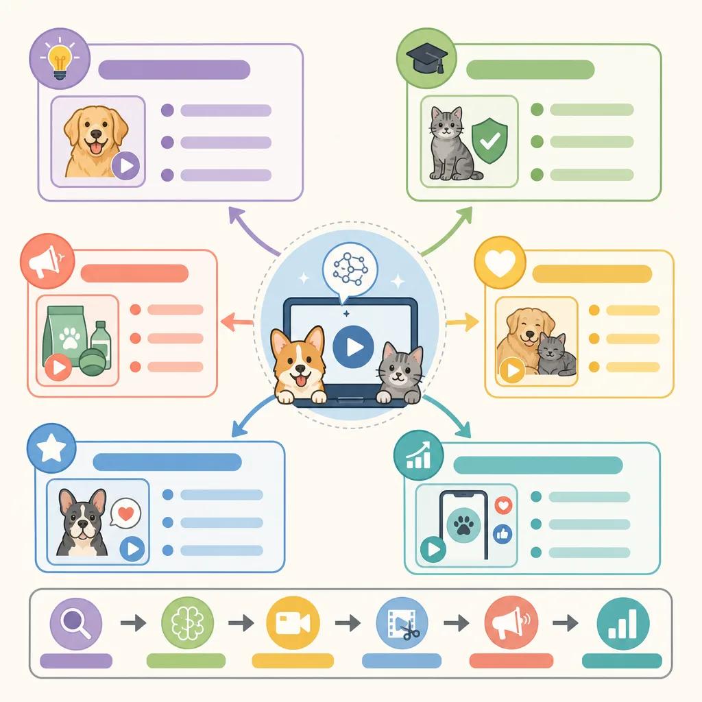 Diagram explaining ai video content ideas for pet brands