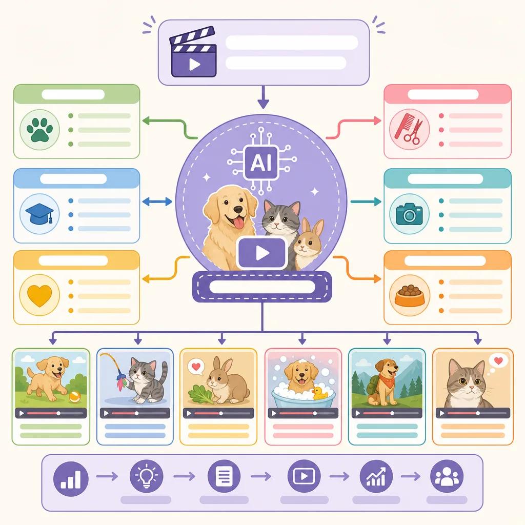 Diagram explaining ai video content ideas for pet channels