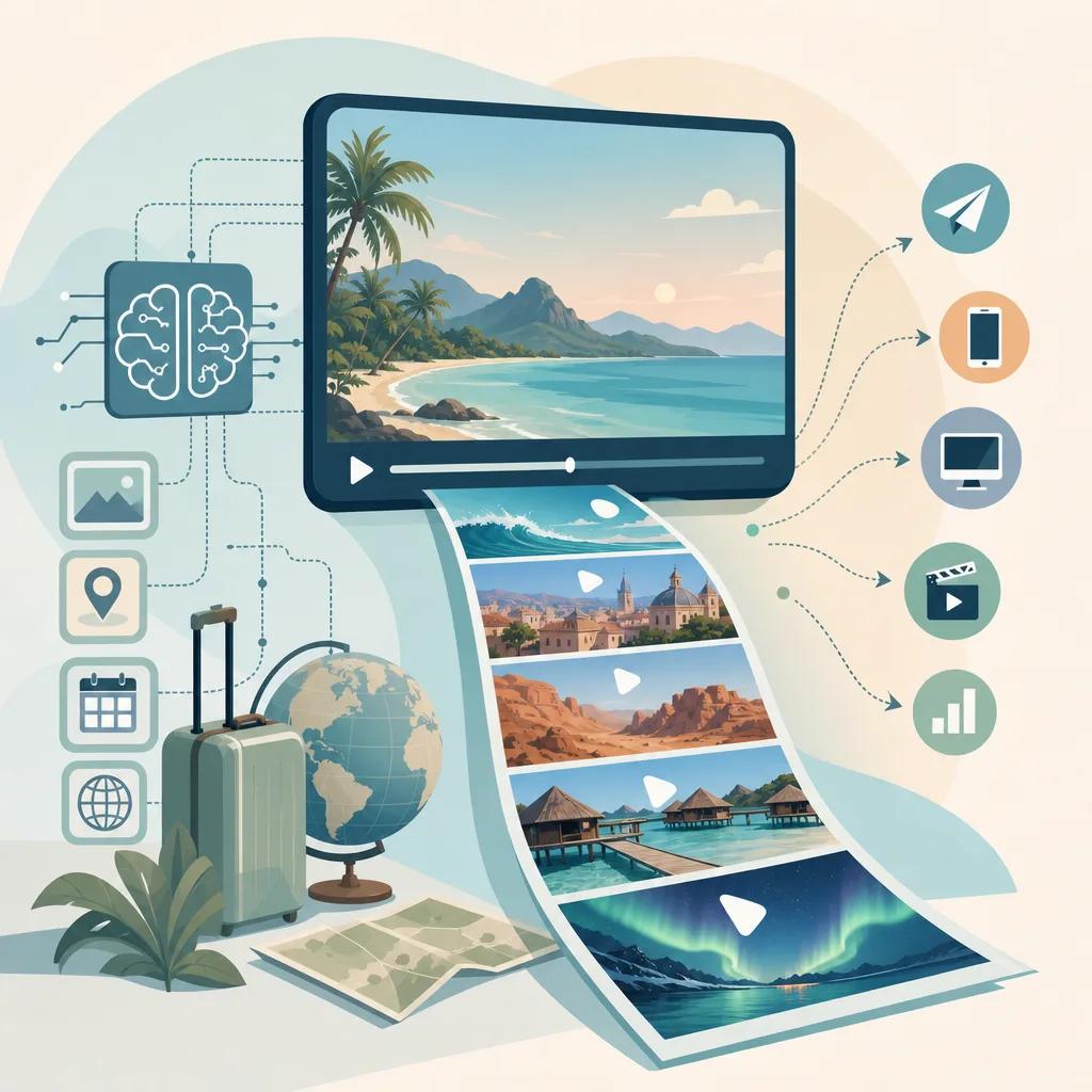 Illustration related to ai video content strategies for travel agencies
