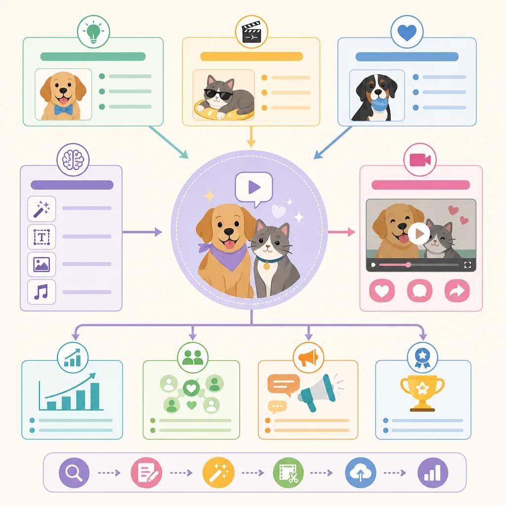 Diagram explaining ai video ideas for pet influencers