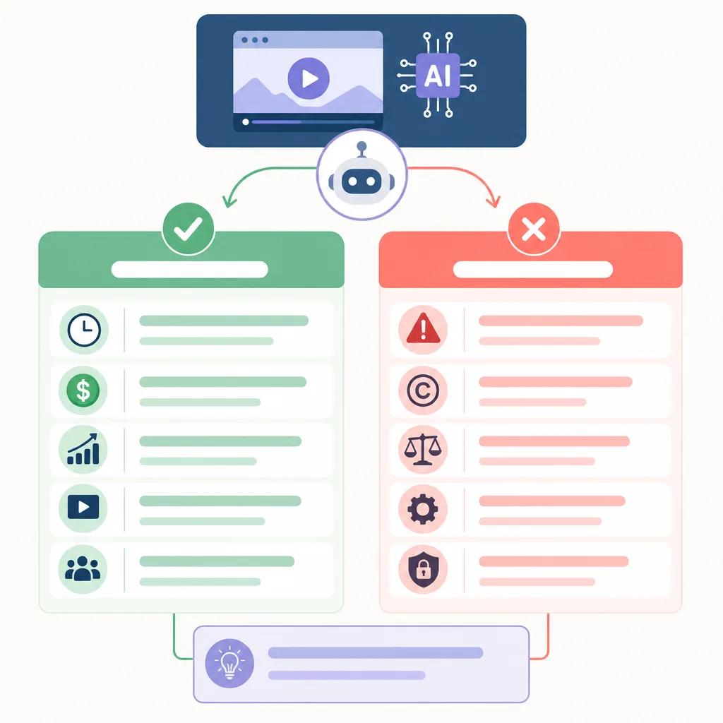 Diagram explaining ai video pros and cons for marketers