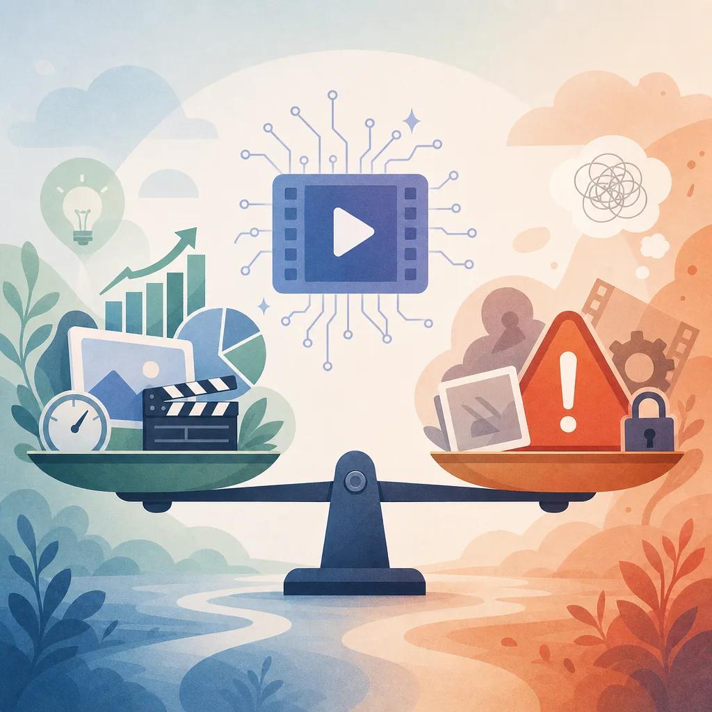 Illustration related to ai video pros and cons for marketers