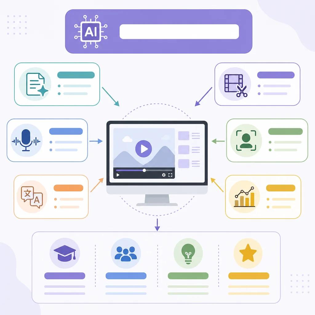 Diagram explaining ai video tools for online courses