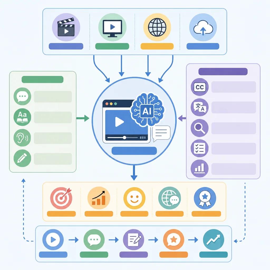 Diagram explaining ai video tools for language education