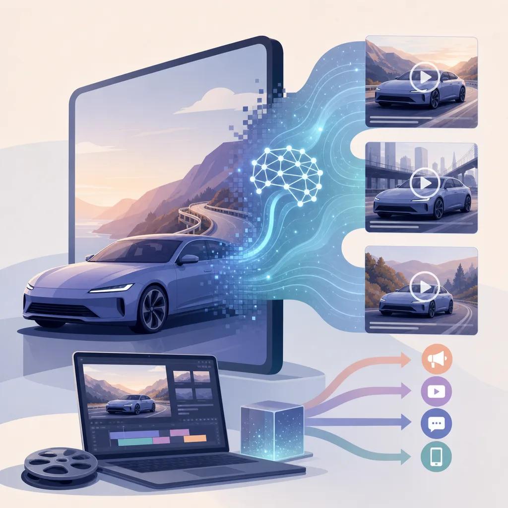 Illustration related to automotive marketing with ai video