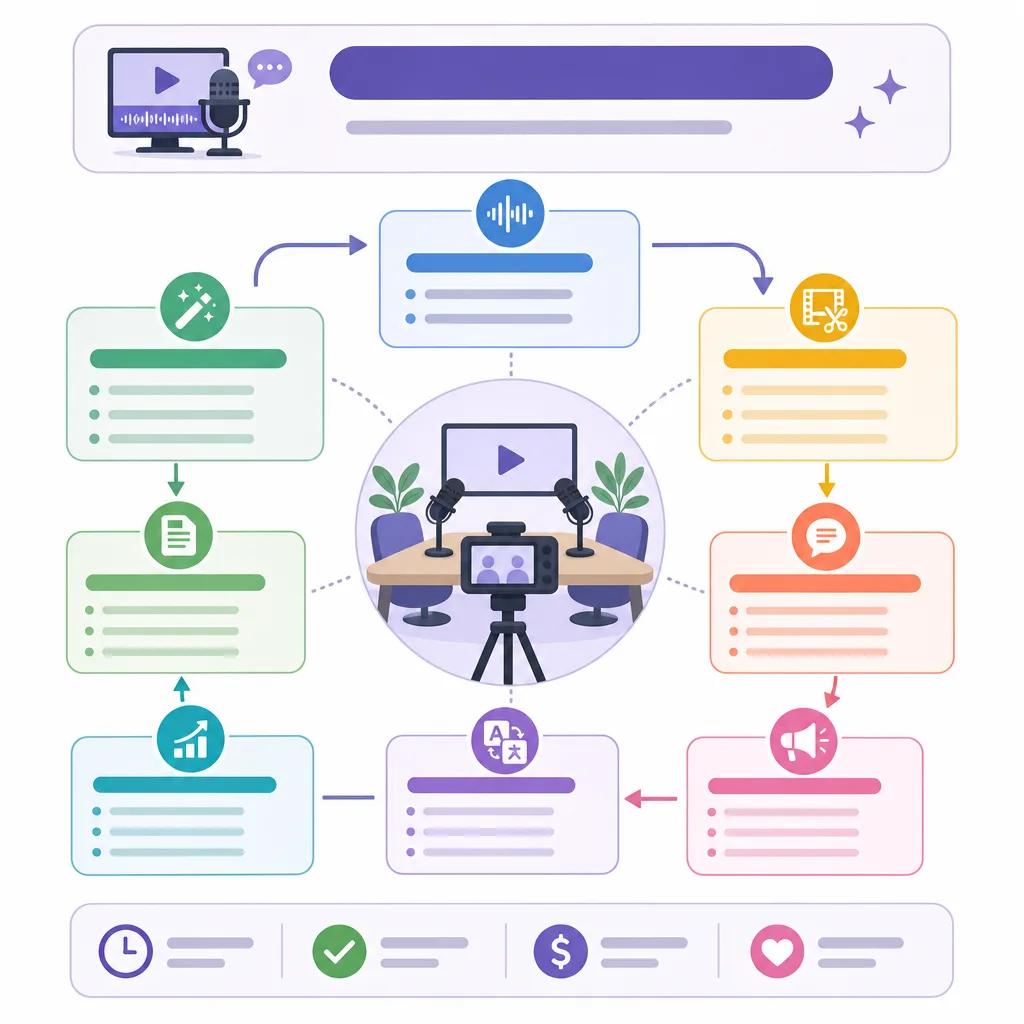 Diagram explaining best ai tools for video podcasting