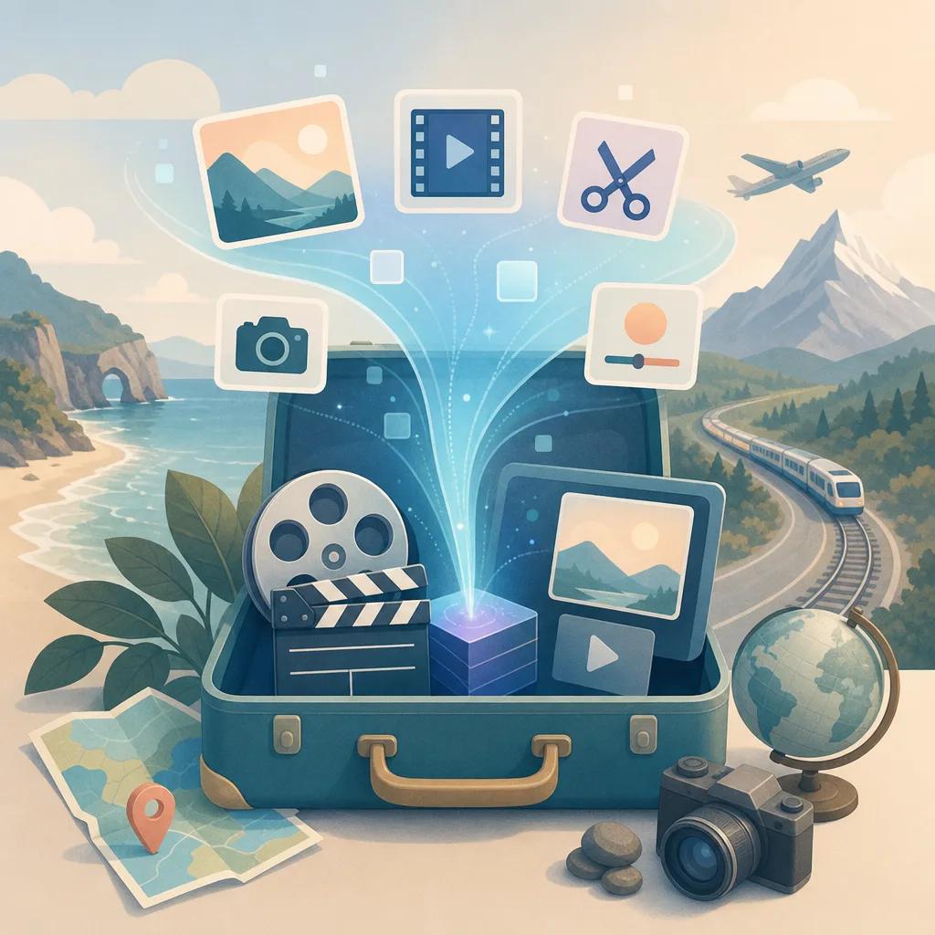 Illustration related to best ai video tools for travel content