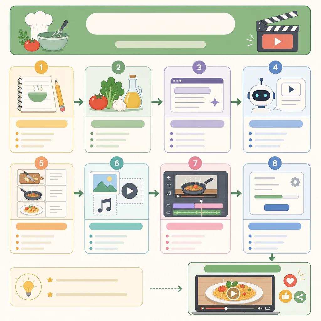 Diagram explaining how to create ai videos for cooking recipes