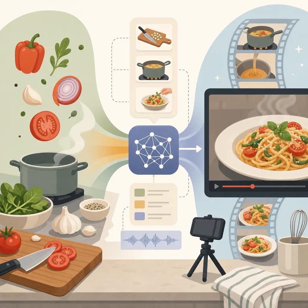 Illustration related to how to create ai videos for cooking recipes