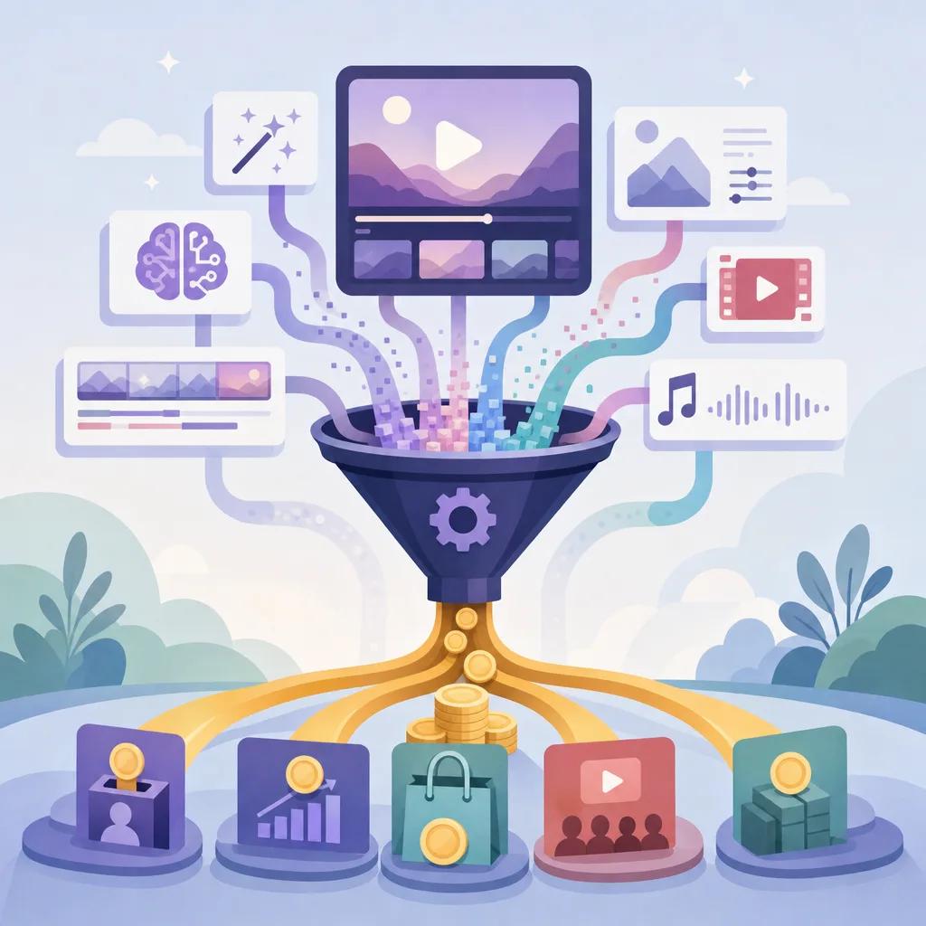 Illustration related to monetization tactics for ai video creators