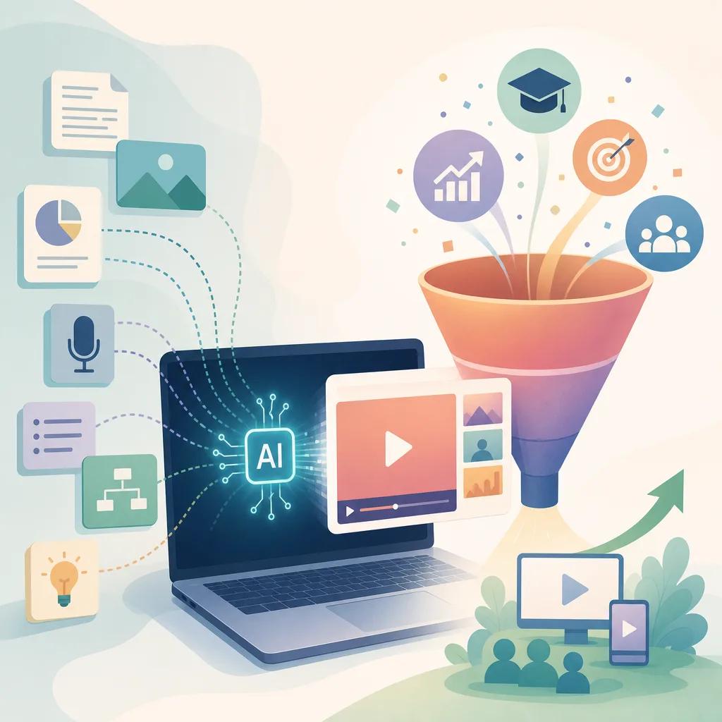 Illustration related to using ai video for online course marketing
